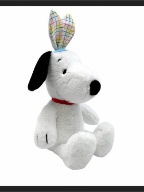 New Snoopy Plush Dog Toy with Colorful Bunny Ears - White nwt